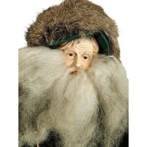 Porcelain Ceramic Santa Faux Fur Velvet Coat Holding All‎ The Toys! 18" w/ Stand